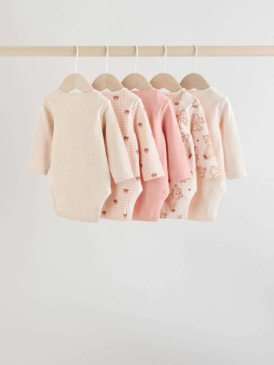 Neutral Bear Long Sleeve Baby Bodysuits 5 Pack