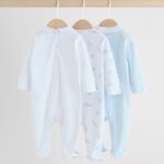 White Baby Sleepsuits 3 Pack