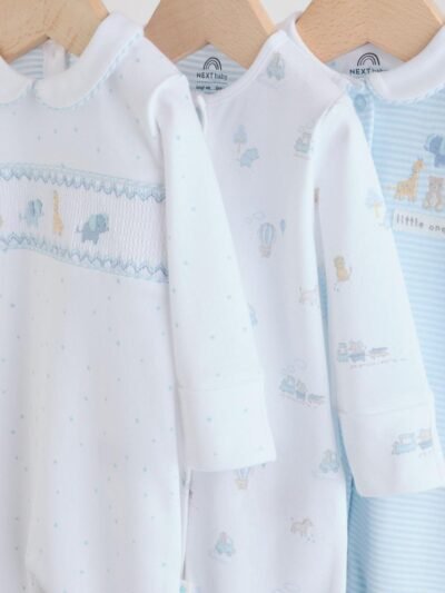 White Baby Sleepsuits 3 Pack