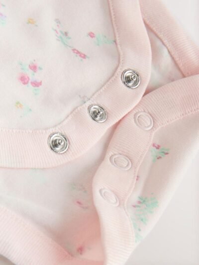 Pink Short Sleeve Baby Bodysuits 5 Pack