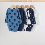 Navy Star Long Sleeve Bodysuits 5 Pack