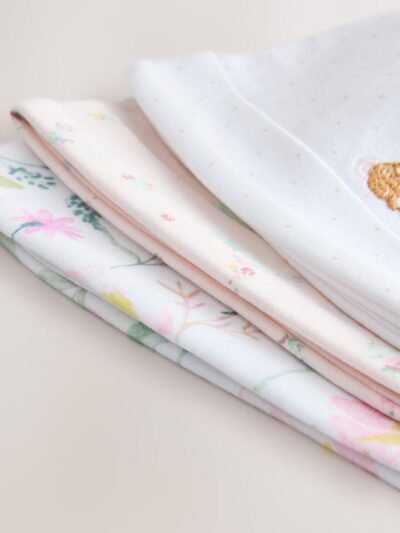 Pink Tie Top Baby Beanie 3 Pack