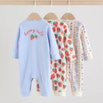 Blue Baby Strawberry Sleepsuit 3 Pack