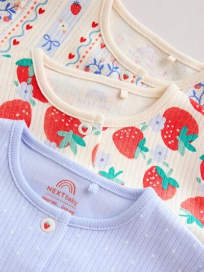 Blue Baby Strawberry Sleepsuit 3 Pack