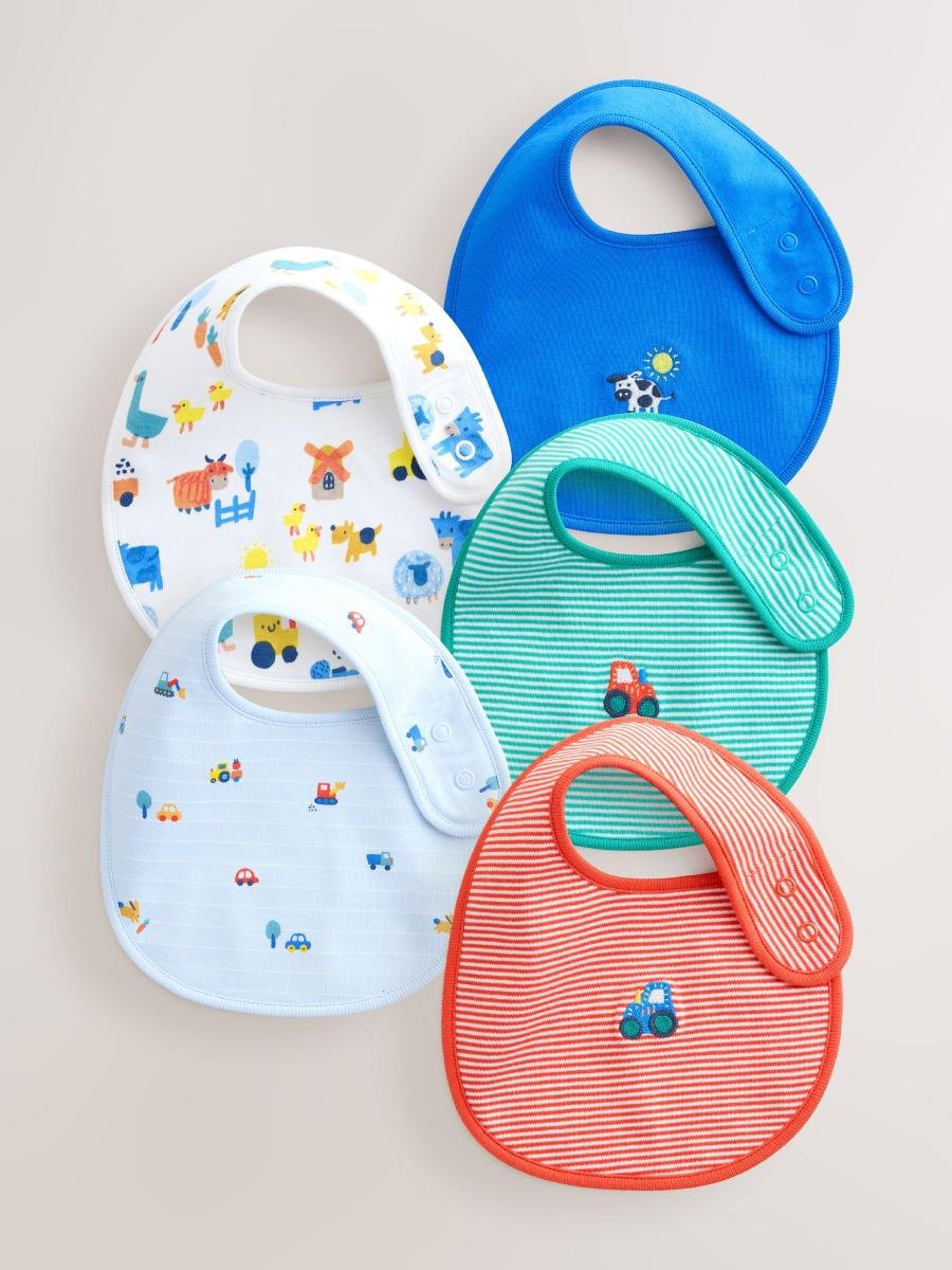 Multi Farm 5 Pack Baby Bibs