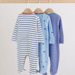 Blue Safari Baby Sleepsuits 3 Pack