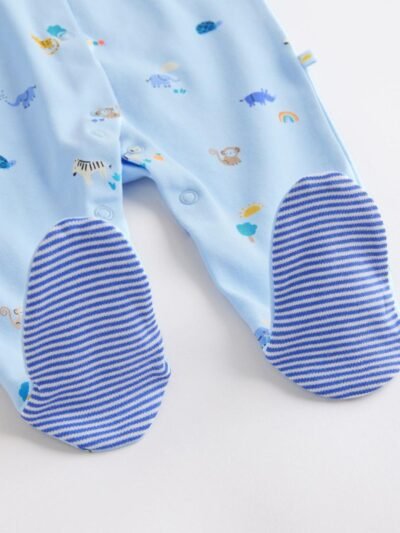 Blue Safari Baby Sleepsuits 3 Pack