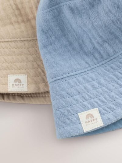Blue and Beige Baby Bucket Hats 2 Pack