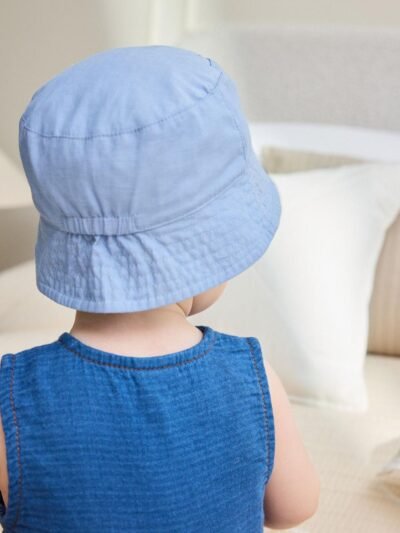 Green Stripe / Dog embroidery Baby Bucket Hats 2 Pack