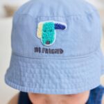 Green Stripe / Dog embroidery Baby Bucket Hats 2 Pack