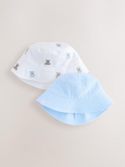 Blue and Bear Embroidered Bucket Hats 2 Pack