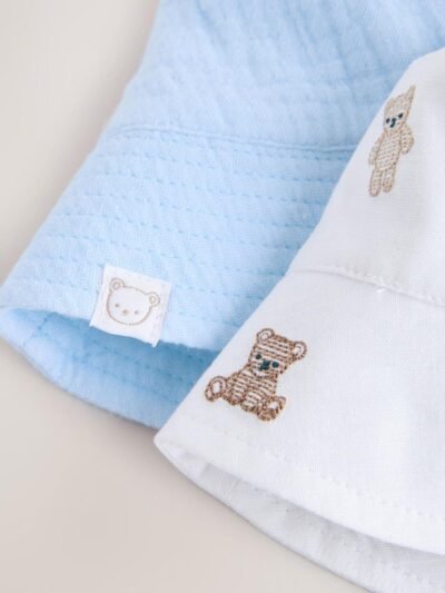 Blue and Bear Embroidered Bucket Hats 2 Pack