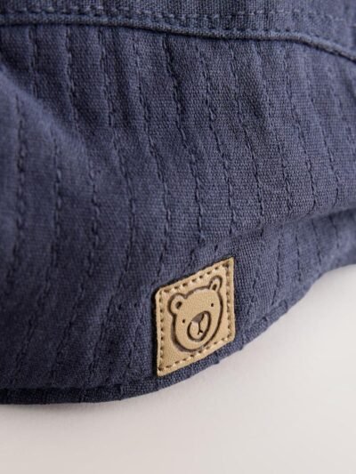 Navy Blue Woven Baby Flat Cap