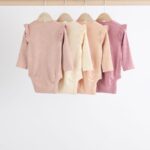 Pink/Cream Baby Long Sleeve Frill Bodysuits 4 Pack