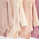 Pink/Cream Baby Long Sleeve Frill Bodysuits 4 Pack