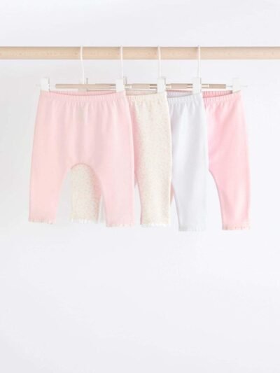 White/Pink Baby Leggings 4 Pack