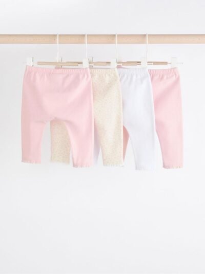 White/Pink Baby Leggings 4 Pack