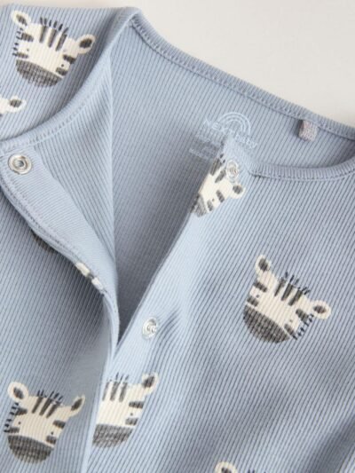 Multi Safari Animal Baby Sleepsuits 4 Pack