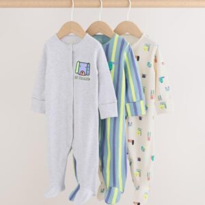 Blue Dog Two Way Zip Baby Sleepsuits 3 Pack