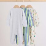 Blue Dog Two Way Zip Baby Sleepsuits 3 Pack