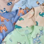Multi Cotton Two Way Zip Baby Sleepsuits 5 Pack