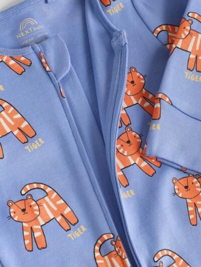 Multi Cotton Two Way Zip Baby Sleepsuits 5 Pack