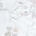 White Safari Baby Sleepsuits 3 Pack