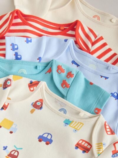 Green Short Sleeve Baby Bodysuits 5 Pack