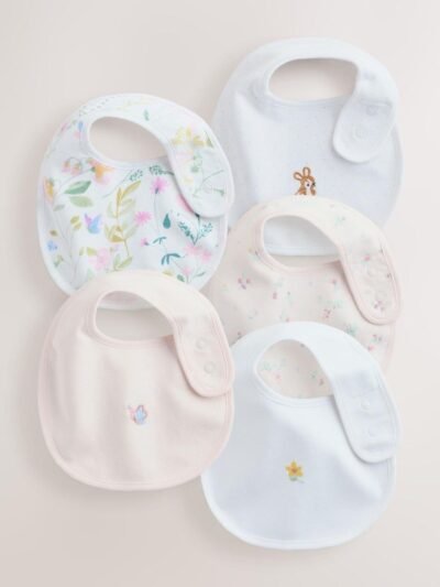 Pink/White Baby Bibs 5 Pack