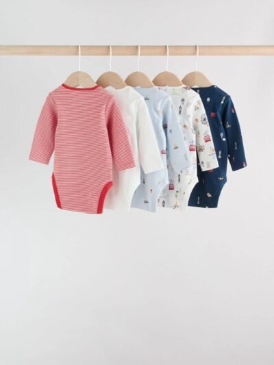 Red Baby London Long Sleeve Bodysuits 5 Pack