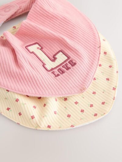Pink 4 Piece Baby Beanies And Dibble Bibs Set