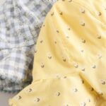 Yellow Floral Broderie and Grey Gingham Baby Bucket Hats 2 Pack