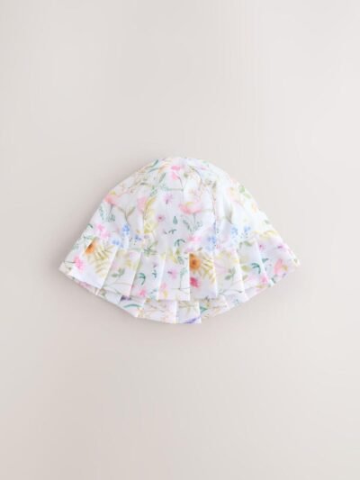 Pink Floral and Gingham Baby Woven Bucket Hats 2 Pack