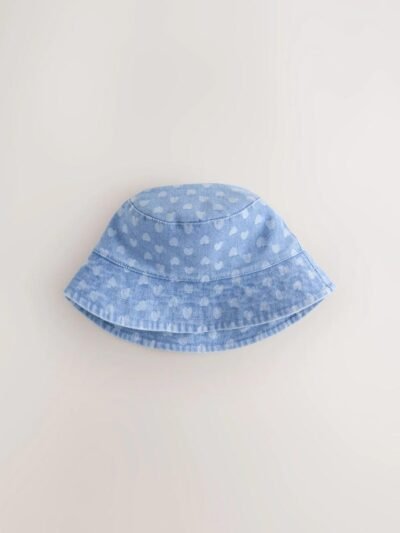 White/Blue Baby Bucket Hats 2 Pack