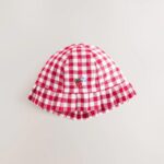 Blue and Red Embroidered Strawberry Baby Bucket Hats 2 Pack