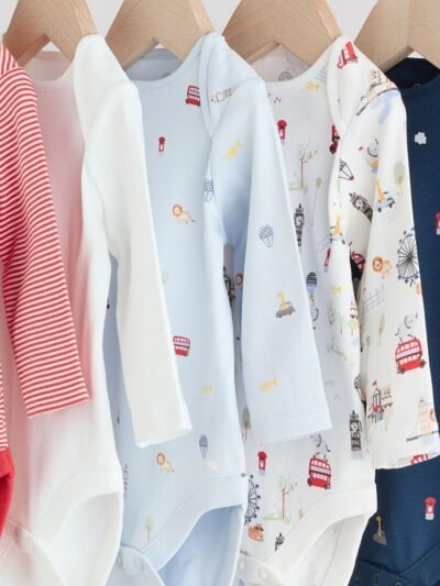 Red Baby London Long Sleeve Bodysuits 5 Pack