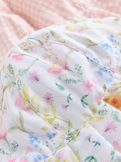 Pink Floral and Gingham Baby Woven Bucket Hats 2 Pack