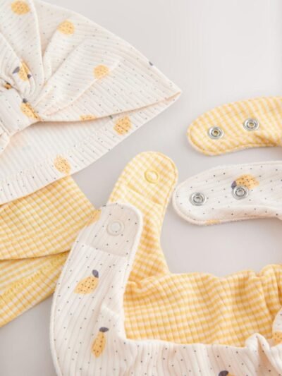 Yellow Baby Turban And Dribble Bib Set 4 Piece