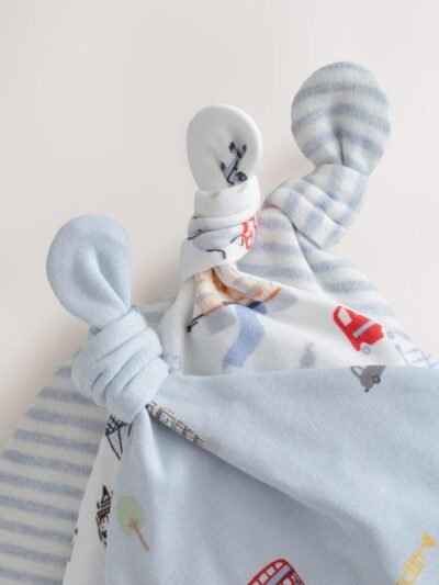 Blue London Tie Top Baby Hats 3 Pack