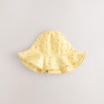 Yellow Floral Broderie and Grey Gingham Baby Bucket Hats 2 Pack