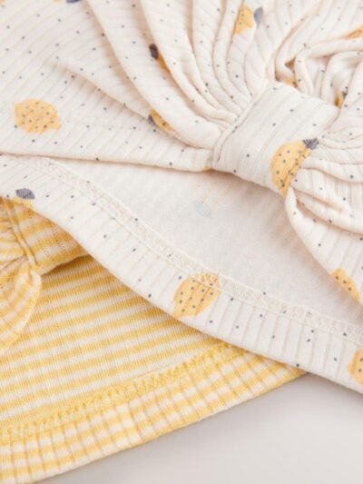 Yellow Baby Turban And Dribble Bib Set 4 Piece