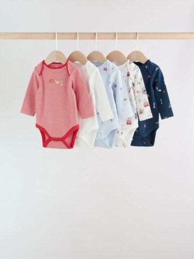 Red Baby London Long Sleeve Bodysuits 5 Pack