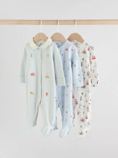 Blue London Baby Sleepsuits 3 Pack