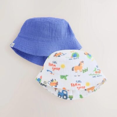 Blue Farm Woven Baby Bucket Hats 2 Pack