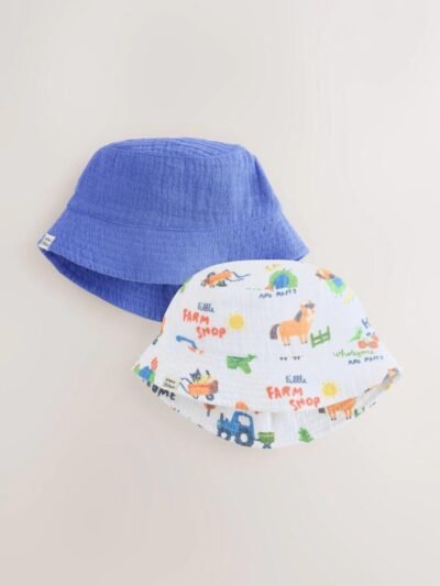 Blue Farm Woven Baby Bucket Hats 2 Pack
