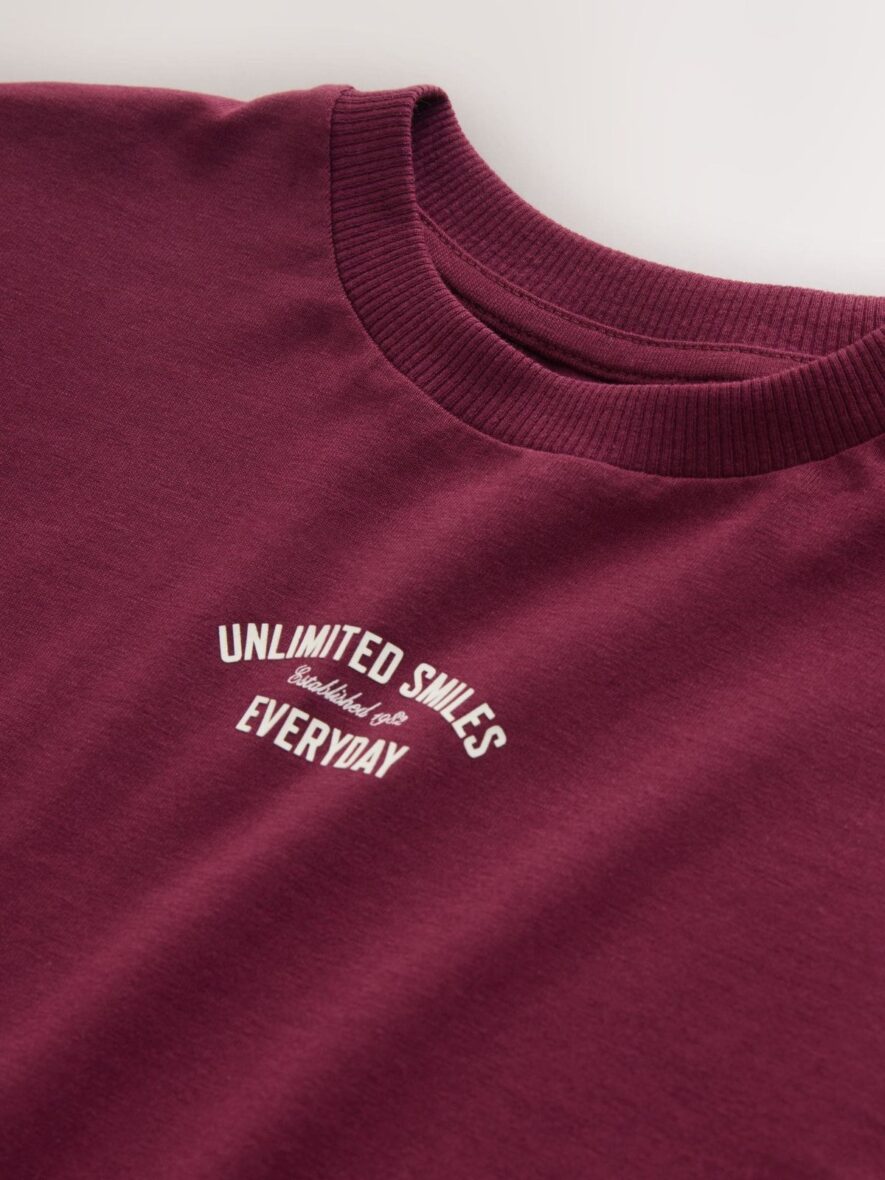 Berry Red Slogan Short Sleeve Back Print T-Shirt 5