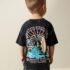 Black Acid Wash Surf Club Oversized Short Sleeve Back Print T-Shirt 4