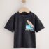 Black Acid Wash Surf Club Oversized Short Sleeve Back Print T-Shirt 5