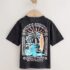 Black Acid Wash Surf Club Oversized Short Sleeve Back Print T-Shirt 1
