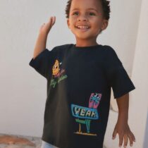 Black Retro Motel Oversized Short Sleeve Back Print T-Shirt 1